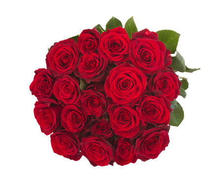 round bouquet of dark  red roses