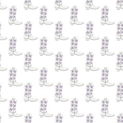 Cowboy boots with ornament seamless pattern. Wild west theme. Hand drawn colored trendy vector illustration on white background