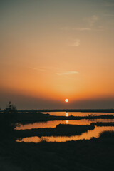 Night sunset on Evros Delta National Park Greece Thrace