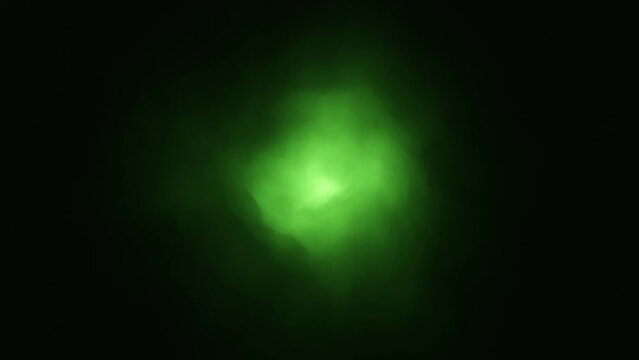 Looped dark green foggy light tunnel endless loop travel motion graphic animation background.
