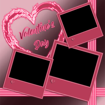 Valentine's Day 2023 Social Media Square Photo Frame Pantone colors: 18-1750 Viva Magenta to insert your photos