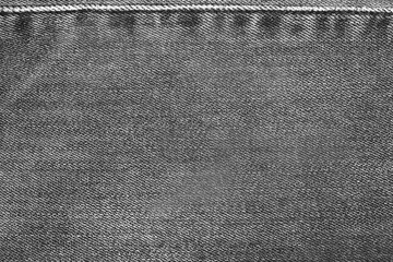 Black denim with stitching details. Black jeans background