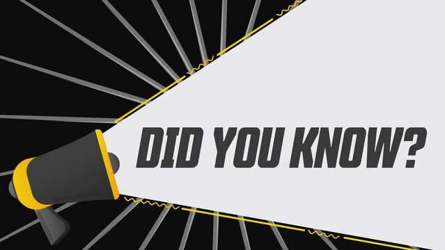 Did you know. Megaphone in promotion banner. Advertising, marketing speech. 4K video animation