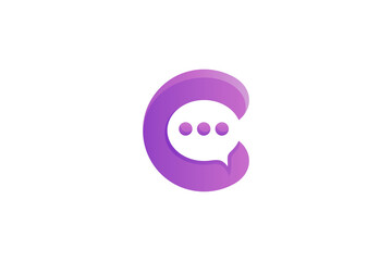 Chat icon logo with letter C shape in purple color