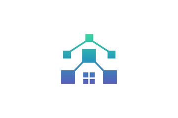House logo with technology combination in simple design
