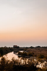 Night sunset on Evros Delta National Park Greece Thrace