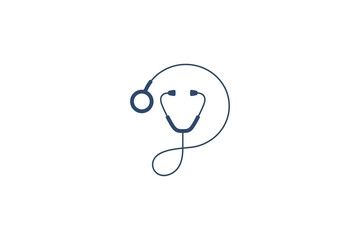 Doctor logo with stethoscope design shaped letter D in simple design
