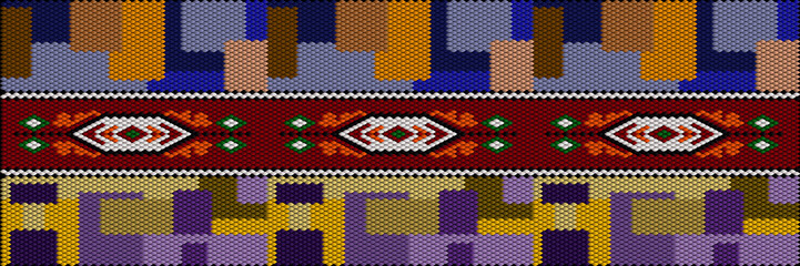 Fototapeta premium Folk ornament, national pattern, ethnic embroidery, ornamental texture, traditional geometric motives of the tribes of the African continent.