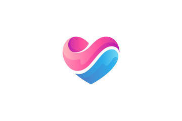 Heart logo with water element combination in simple design shape
