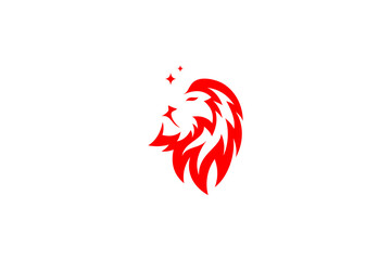 Obraz premium Lion illustration vector logo in red color flat design style