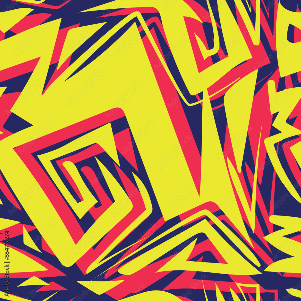 Poster abstract distored shapes seamless pattern psychedelic colors vector texture.trippy acid colors patte