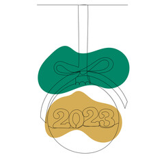 christmas ball 2023 sketch continuous line drawing