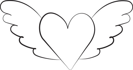 doodle heart sketch ,contour on white background isolated vector