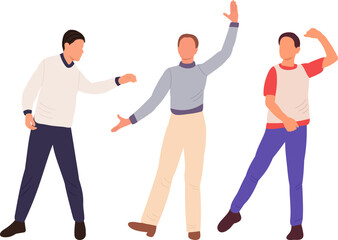Fototapeta premium men dancing flat style, isolated vector