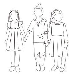 kids sketch ,contour on white background isolated vector