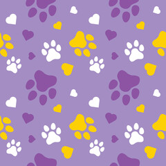 Fototapeta na wymiar Paw seamless pattern vector doodle abstract dog and cat animal footprint background for fabric, texture and wallpaper illustration