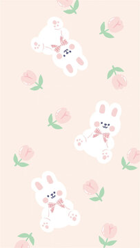 pattern with flowers and rabbit © yui