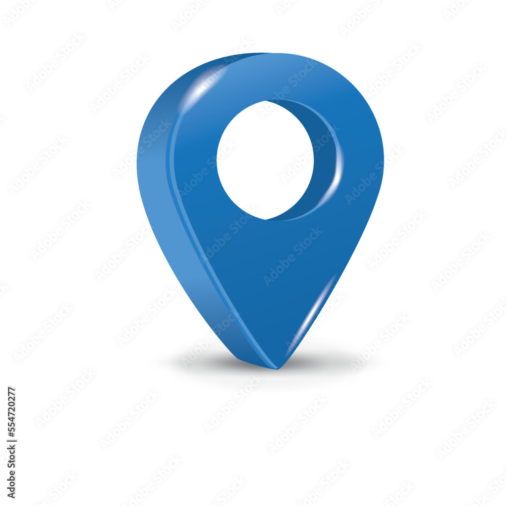 Poster blue 3d pointer of map isolated on a white background