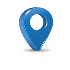 Blue 3d pointer of map isolated on a white background