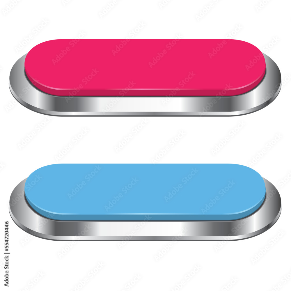 Wall mural blue and pink long button isolated on a white background