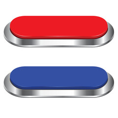 Blue and Red Long Button isolated on a white background