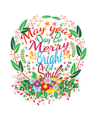 MERRY CHRISTMAS T-SHIRT DESIGN & SVG DESIGN. THIS IS A DECORATIVE COLORFUL QUOTE DESIGN FOR MERRY CHRISTMAS. Also, This is a Vintage Christmas Illustration 