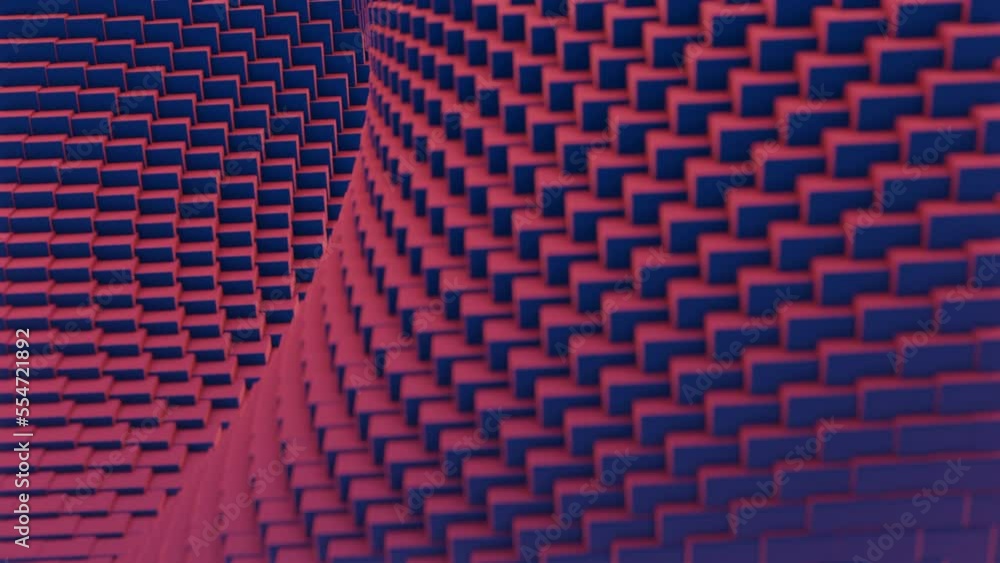 Poster 3d distortion of space with squares. design. space with curved distortion of funnel. space with squa