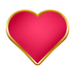 3D Heart icon Red heart covering golden decorative shape Isolated holiday design element Vector illustration