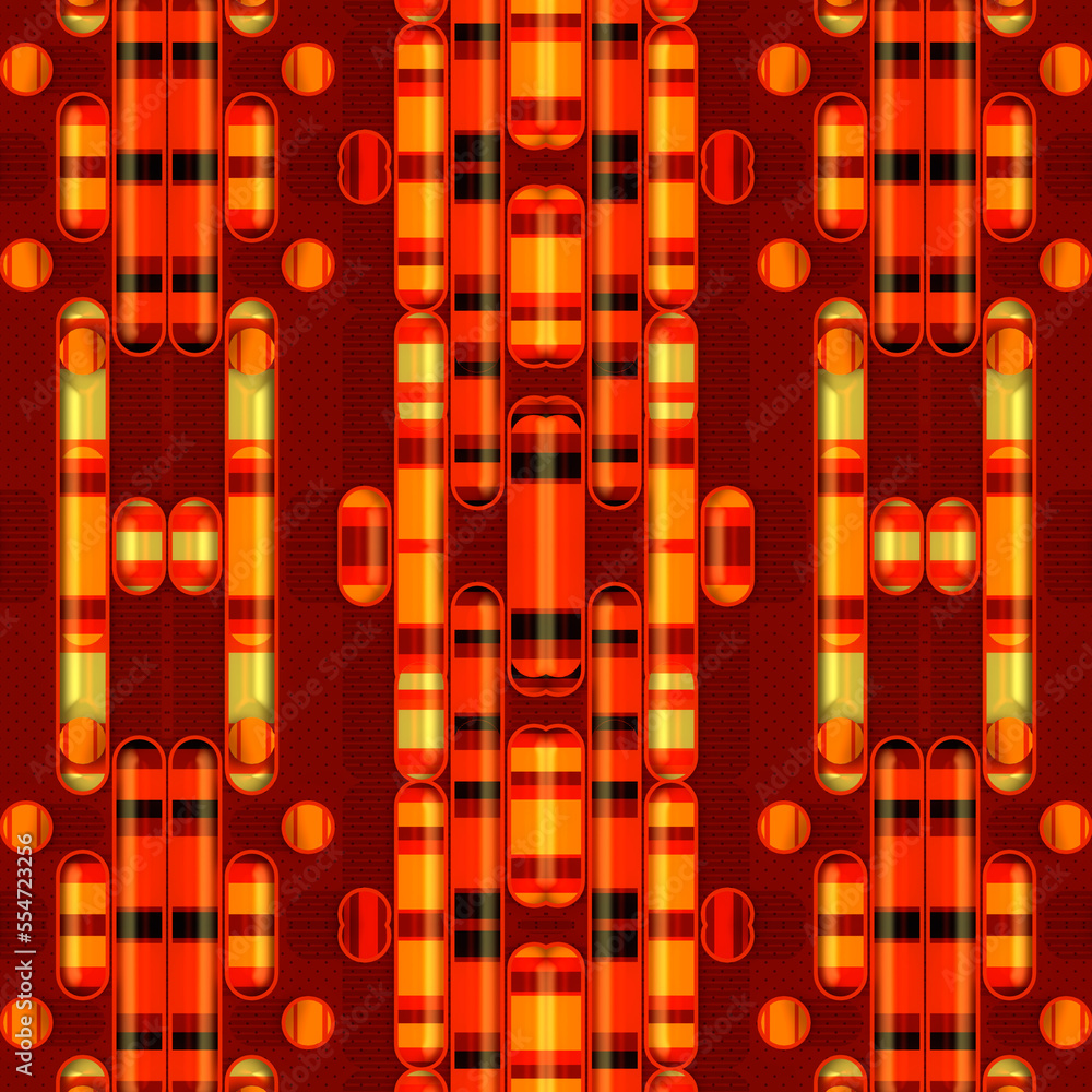 Poster Abstract 3d rendering kaleidoscopic pattern of colored geometric shapes digital illustration. Trendy modern background
