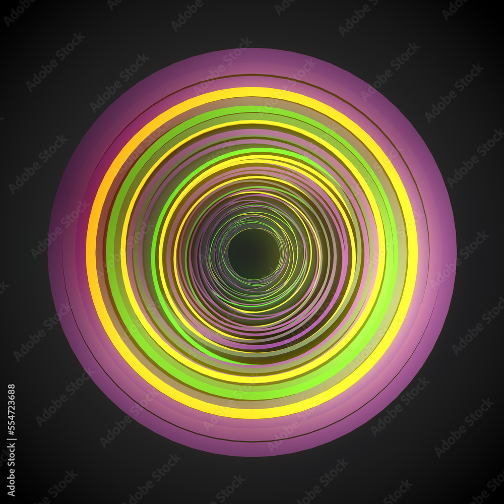 Fototapete abstract multicolored pattern of circles on dark background. 3d rendering digital illustration