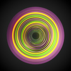 Abstract multicolored pattern of circles on dark background. 3d rendering digital illustration