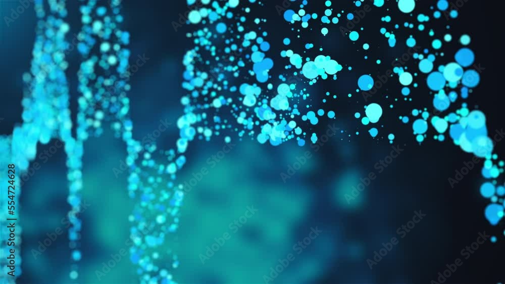 Poster blue abstract particles. computer generated 3d render