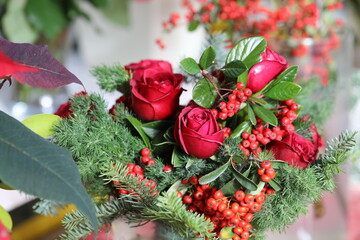 Floral bouquet prepared for Christmas.