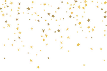 Star confetti. Gold casual confetti background. Bright design pattern.