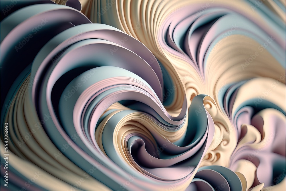 Poster a computer generated image of a wavy design in blue. generative ai