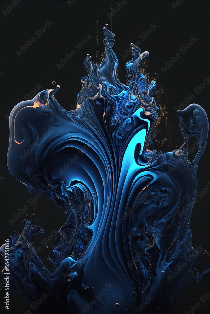 Poster a blue abstract background with a black background and a black background with a blue swirl and a bl