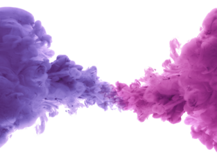 Ink violet and lilac color smoke blot on Png transparent Abstract background.