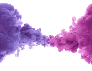  Ink violet and lilac color smoke blot on Png transparent Abstract background. © Liliia