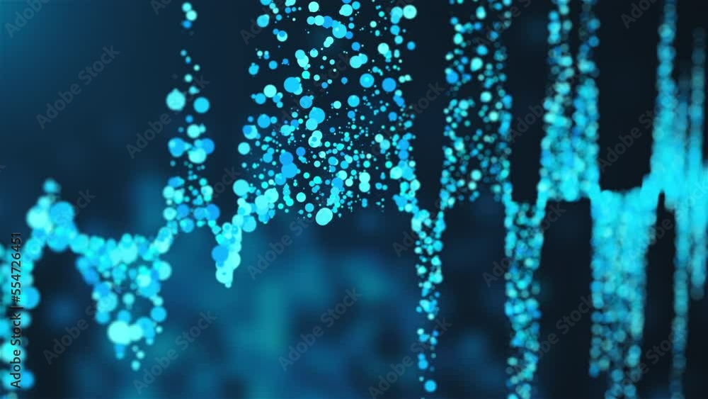 Poster blue abstract particles. computer generated 3d render