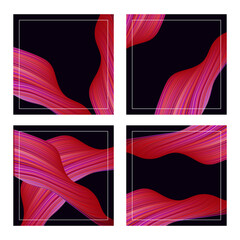 Modern Colorful flow backgrounds set. Wave liquid shape red color. Vector Illustration.