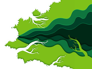 3D Dark midnight environmental ecology carving art background. Vector illustration for Greeting, Invitations, Flyers and posters.