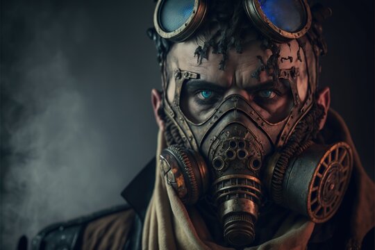 Portrait of a masked steampunk character