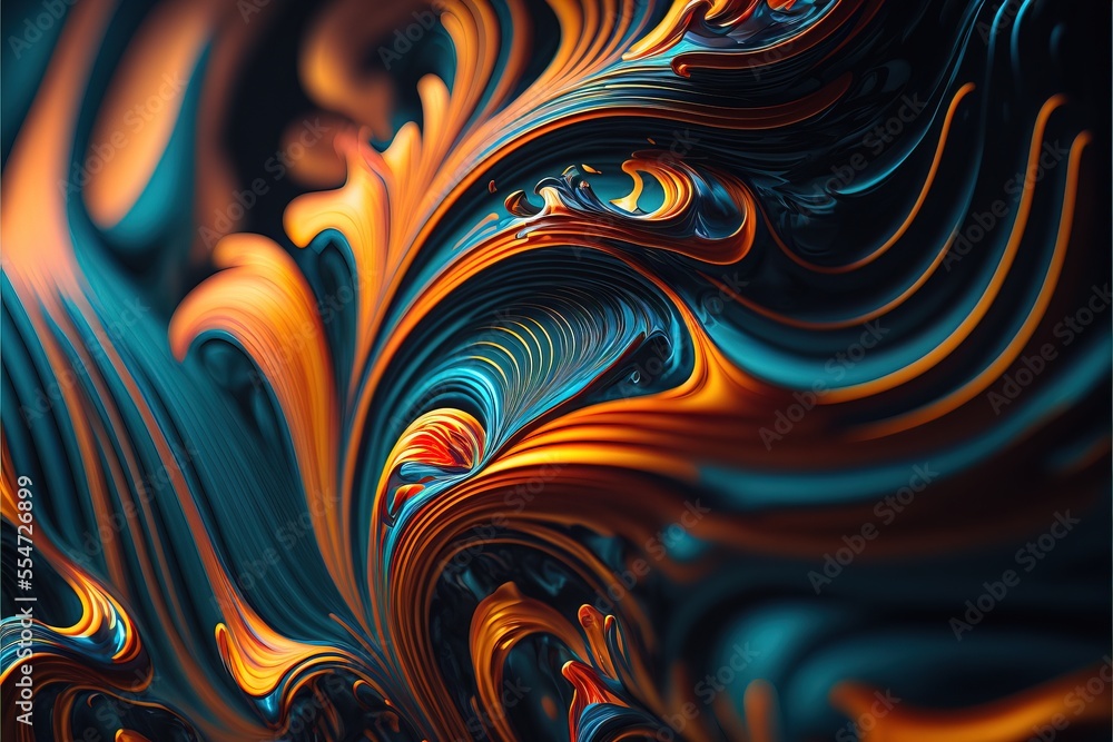 Poster a very colorful abstract background with a wavy design on it's side and a black background with a re