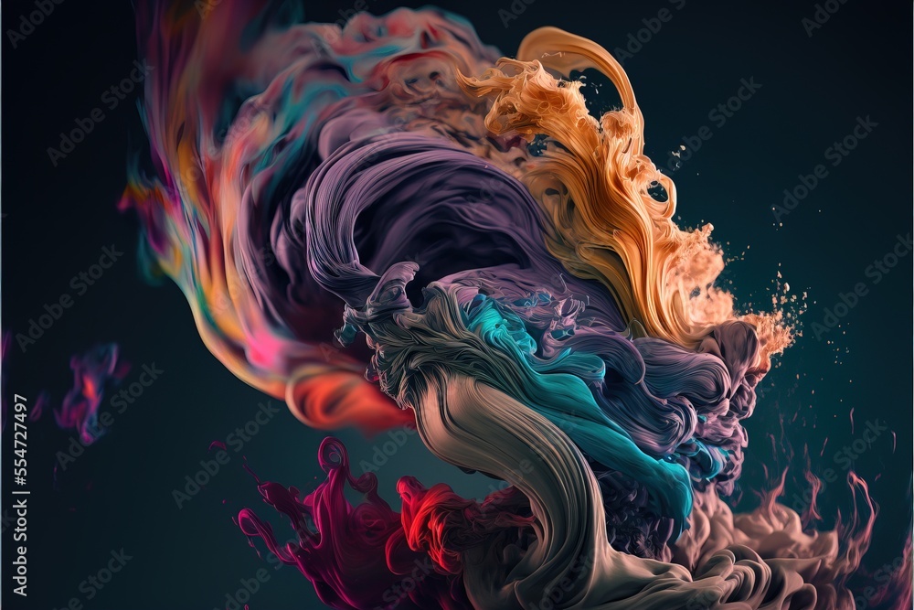 Poster a colorful liquid swirl is shown in this image. generative ai