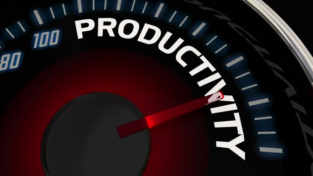 Productivity Increase Work Output Metric Measurement Speedometer 3d Animation