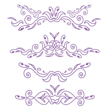 Set of linear doodle monograms.
Swirls are drawn by hand for the design of frames for greetings, letters, invitations.
