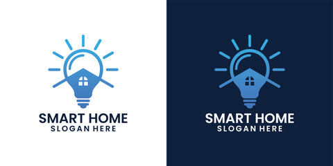 Fototapeta na wymiar smart home with light bulb logo design