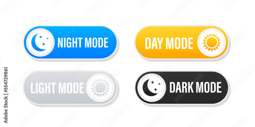 Poster day and night mode switch installed. simple user interface symbol concept. enable or light and dark 