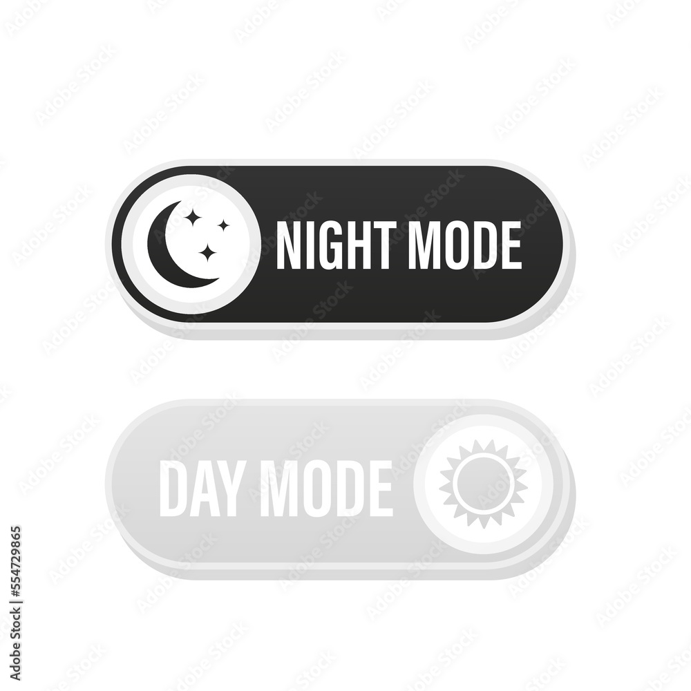 Poster day mode and light mode switching button. light and dark isolated on white background. vector illust