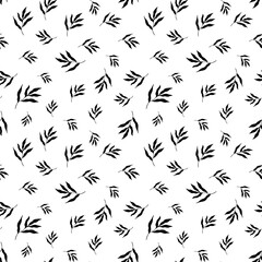 Seamless tropical leaf pattern. Black and white botanical pattern. Floral digital paper in a minimalistic Scandinavian style.